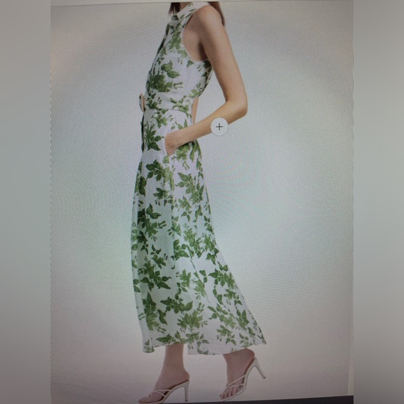 SACHIN & BABI CaseyDress Linen Green Floral Sz 8 - Picture 2 of 9